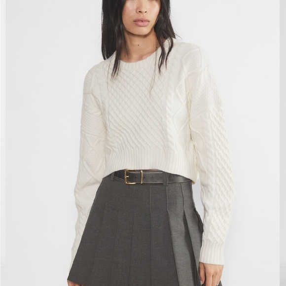 Aritzia Peggy Cropped Sweater in Whisper White - Picture 2 of 5